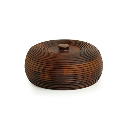 Image of D&G Homes Wooden Chapati Box Casserole | Kitchen Dabba With Lid | Dining Server For Rotis | Traditional Roti Storage Organizer | Durable And Elegant Design (wooden roti box2)