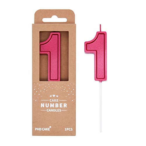PHD Luxe Red 2.76 Inch 1 Number Birthday Candles for Party Celebration