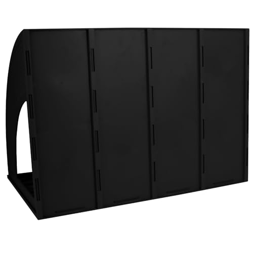 Desk File Organiser,SAYEEC Sturdy Desktop 4 Section Magazine Plastic Holders Frames File Dividers Document Cabinet Rack Display and Storage Organiser Box(Black)