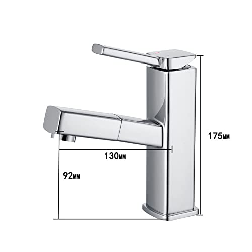 Grifo de lavabo monomando con rociador extraíble de cobre 5