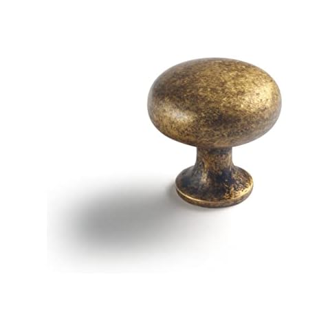 Goo-Ki Vintage Retro Antique Brass Zinc Alloy Cabinet Knob - Single Hole Center Affordable Luxury Cabinet Pull Hardware for Bedroom, Kitchen, 6 Pack… Cover