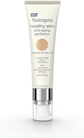 Neutrogena Healthy Skin Anti-Aging Perfector Tinted Facial Moisturizer and Retinol Treatment with Broad Spectrum SPF 20 Sunscreen with Titanium Dioxide, 40 Neutral to Tan, 1 fl. oz