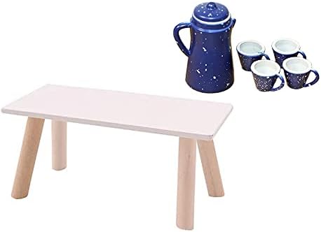 Rectangle Table and Coffee Pot with 4 Cups Set 1:!2 Scale Dollhouse Miniature Model image 3