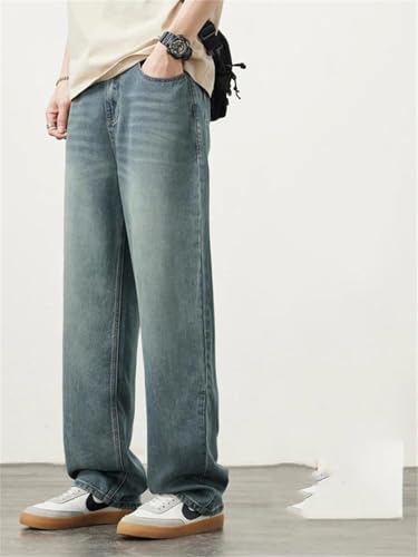 Men's Summer Lyocell Spring Straight Jeans Vintage Pants Streetwear Loose Wide Denim Trousers4