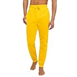Mens Fall Clothes Mens Sweatpants Tapered Leg Elastic Waist Drawstring Joggers with Pockets Casual Workout Athletic Lounge Sweat Pants Yellow
