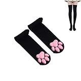 Xiuumcakee Cat Paw Thigh High Socks, Cat's Paw Stockings, Women's Knee-High Socks, Casual Compression Stockings for Women (Black)