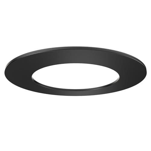 Image of Sunco Goof Rings for 4 Inch Recessed Lights, Can Light Trim Rings Flush Mount, Black Matte Finish, Durable Plastic Design, Ultra Thin.