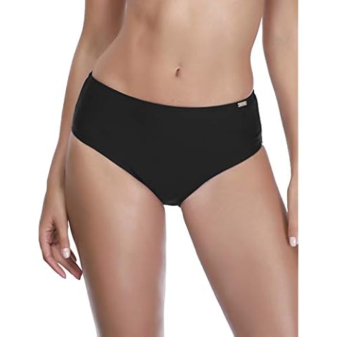 AXESEA Womens Bikini Bottoms High Waist Black Swim Bottom Swimsuit Swim Brief,Black-M,Regular Coverage Cover