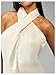 SOLY HUX Women's Satin Halter Dress Tie Backless Criss Cross Mini Cocktail Party Dresses Plain Beige Small