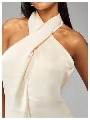 Image of SOLY HUX Women's Satin Halter Mini Cocktail Party Dress | Tie Backless, Criss Cross