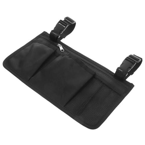 CTIRCHIU Bolsa para Silla de Ruedas Desmontable y Portátil, Bolsa Antidesgaste de Tela Oxford Negra, Doble Correa para Andador y Scooter, Almacenamiento Lateral para Viaje y Uso Diario
