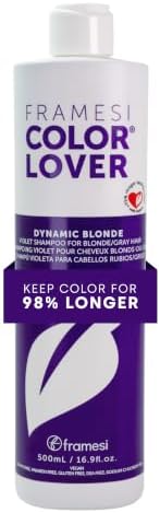 Framesi Color Lover Dynamic Blonde Violet Purple Shampoo - Deep Violet Neutralizing Shampoo for Blonde, Highlighted, Gray + White Hair - Sulfate-Free Moisturizing & Strengthening Shampoo (16.9 Fl Oz)