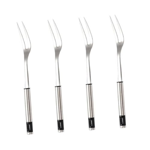 ifundom 4pcs Grill Fork Stainless Steel Bbq Utensils for Outdoor Cooking Camping and Hot Pot Serving Forks for Meat Chicken and Fish
