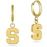 Stone Armory Pendientes para la Universidad de Siracusa, regalos de joyería para mujer, graduación, aretes de acero inoxidable respetuosos con la piel, color naranja siracusa, acabado en oro de 18