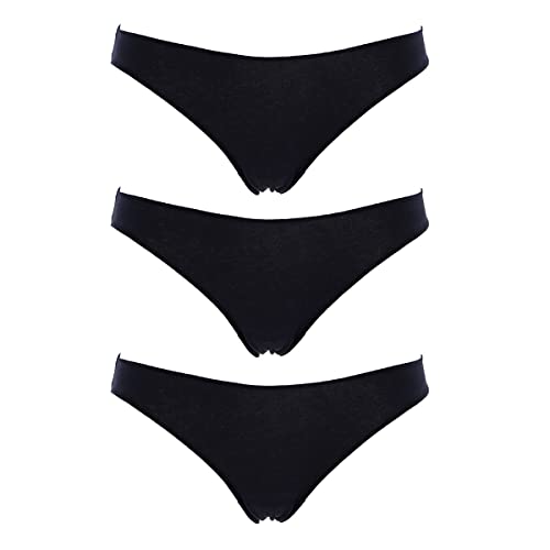 Cotonella Mini slips en coton doux finition invisible Produit garanti Lot de 3 slips Art. 3487, Noir , XL Cover
