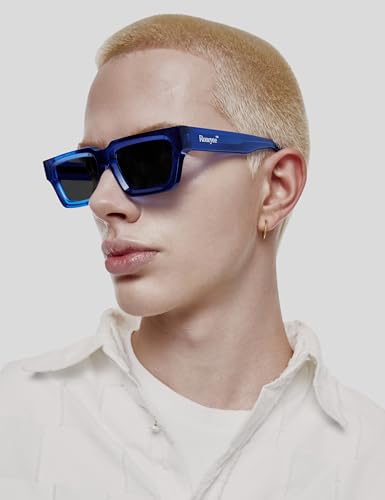 Image of Roneyee Rectangle Sunglasses Men Women Trendy Retro Sunglass UV Protection Fashion Acetate Stylish Square