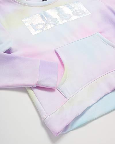 Bebe Girls' Jogger Set ? 2 Piece Active Fleece Pullover Sweatshirt And Sweatpants (Little Girl/Big Girl), Size S(4), Purple & Pink Tie Dye #TOP2