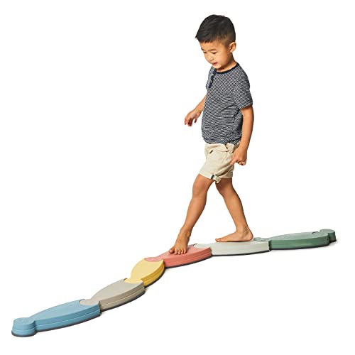 Gonge River - The Original Non-Slip Stepping Stones For Kids - Balance, Coordination, Motor Skills - Set Of 6 + Connector - Nordic Colors, 2823 #TOP5