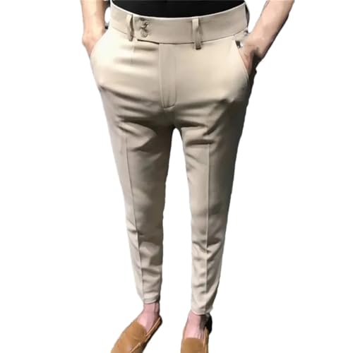 Men Summer Slim Fit Casual Pants Lightweight Elegant Formal Suit