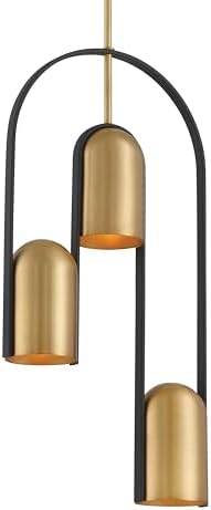 Minka Lavery 153-782 Cane 3 Light 5" Wide Multi Light Pendant - Legacy Brass and Sand Coal Black