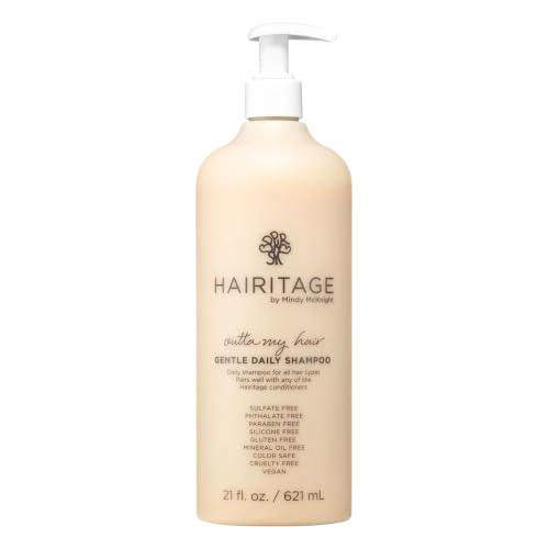 Hairitage Outta My Hair Gentle Daily Hydrating and Moisturizing Shampoo For Dry Hair with Jojoba Oil + Aloe Vera - Ultra-Mild + Moisture-Rich - Improves Dry, Brittle Strands, 21 fl. oz.