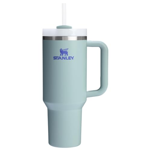 Image of Amazon Exclusive Stanley Quencher H2.0 Tumbler with Handle and Straw 40 oz | Flowstate 3-Position Lid | Cup Holder Compatible for Travel | Insulated Stainless Steel Cup | BPA-Free | Blue Cactus