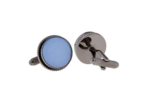 Mancuernillas redondas azules vintage para hombres Daesar miniatura 2