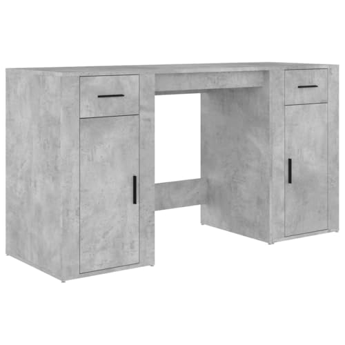 Bureau avec rangement gris béton compact pour optimiser l'espace de votre ordinateur - 2