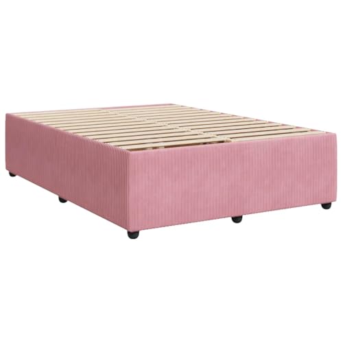 Boxspringbett mit Matratze Rosa 140x200 cm Samt Daybed Bettgestell Bed Frame Doppelbett für Wohnbereich Schlafzimmer Gästezimmer Herberge – Bild 7