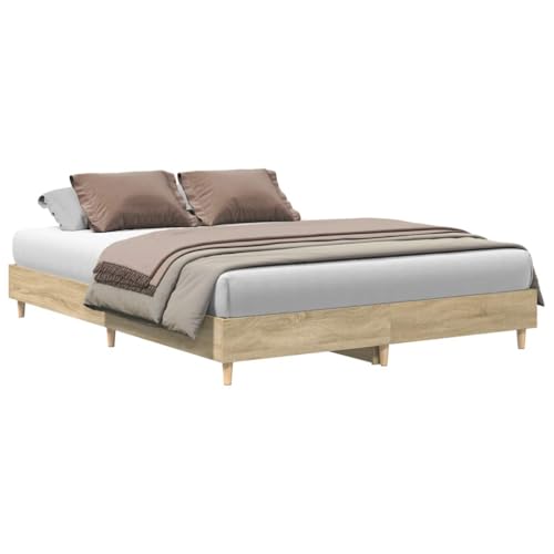 vidaXL Estructura de Cama sin colchón Madera Roble Sonoma 150x200 cm, Muebles de Dormitorio, Base de Cama, Cama Doble, Cama, armazón de Cama