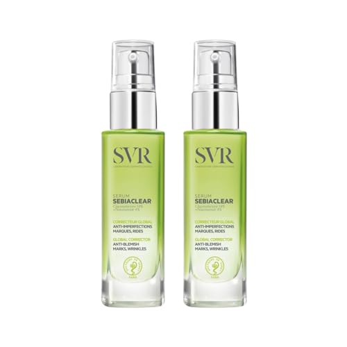 Sebiaclear Sérum - Suero antiimperfecciones y antiarrugas - Niacinamida, ácido hialurónico, gluconolactona - Piel adulta con tendencia acnéica, lisa, purifica, protege - Lote de 2 x 30 ml
