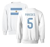 SWEET LEMONS Argentina Pride Paredes 5 Two-Sided Tribute YOUTH Crewneck Sweatshirt (White, Youth Small)