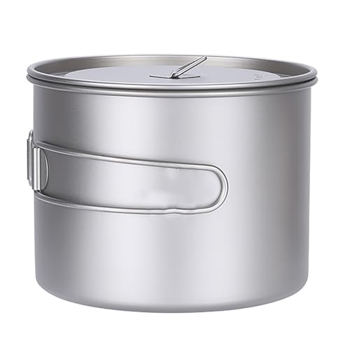 FAIRE Pentole Campeggio in Titanio, Gavetta Campeggio con Manico e Coperchio Pieghevoli, Accessori Campeggio per Escursioni, Viaggi e Picnic (Size : 1600ML)