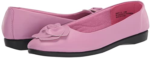AmeriMark Classic Women Slip-On Rose Ballet Flat – Ladies Comfortable No-Skid Arch Support Dress Shoe with Floral Accents2