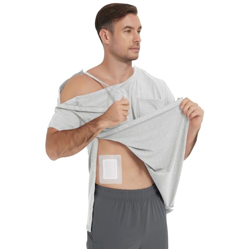 Mens Post Shoulder Surgery Shirts Short Sleeve Adaptive Tops with Snap Closure for Shoulder Recovery Rotator Cuff Surgery4