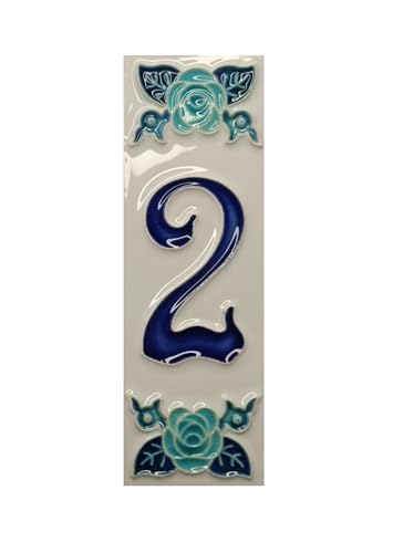 Carreaux en céramique 10 x 3,3 cm peints à la main avec cadre en option (chiffre 2)