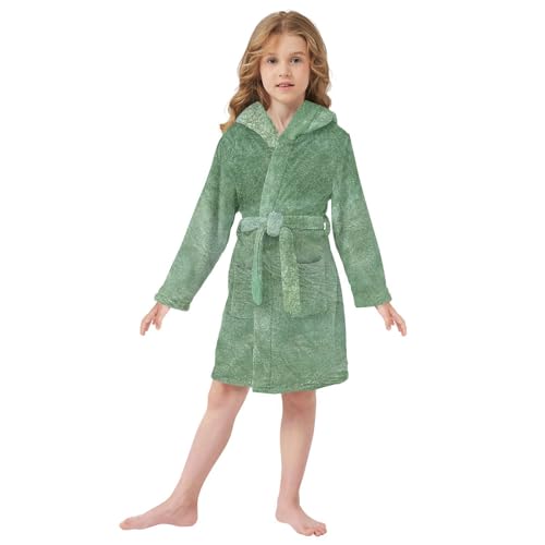 Beautiful Green Leather Girls Robe With Hood Kids Bathrobes For Girls2