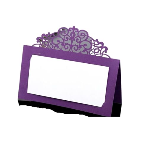 LIUHLFSR Tarjetas de lugar for mesa con nombre y mensaje encaje, cortadas láser, flores vintage, for decoración bodas, cumpleaños fiestas, 50 o 100 unidades para Bodas, Cumpleaños(Purple,50Pcs)