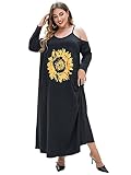 INOUJEKER Vestidos Tallas Grandes Mujer, Robe Fleuri à épaules dénudées, Tallas Grandes Vestidos de Fiesta (Color : Black, Size : XL)