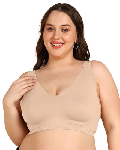 Image of Tweens Cotton Non-Padded Plus-Size Bonded Bra for Women | Full Coverage Broad Straps | Hidden Concealer | Seamless Wire-Free No-Dig Comfort | Breathable Cotton | Elastic-Free No Marks | Pack of 1