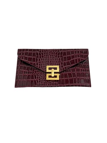Verdusa Women's Clutch Evening Bags Trendy Envelope Handbags Metallic Purses Burgundy B One Size