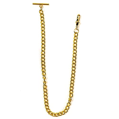 YECSOSS Men's Pocket Watch Chain Albert Chain, Gold Vest Chain with T-bar