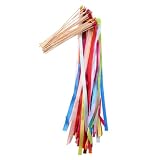 SHINEOFI 20 Stück Teiliges Bunte Zauberstäbe mit Glocke und Farbigen Bändern Leichte Ribbon Fairy Sticks für Hochzeit Geburtstag Partydekoration und Bühnenauftritte Vielseitig Einsetzbar