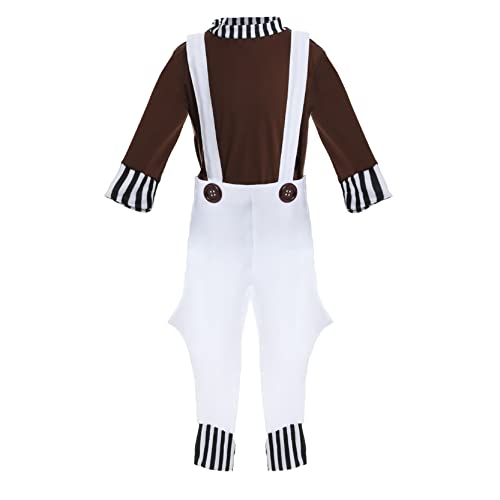 I LOVE FANCY DRESS Childs Factory Worker Set - Brown Long-sleeved Top and White Dungarees - Perfect for Any Event
