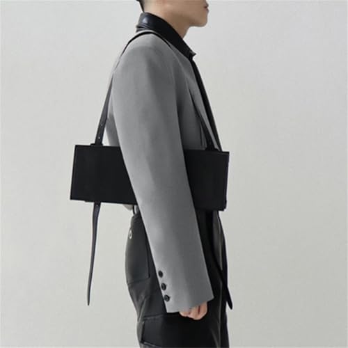 Men's Suit Jacket Solid Color Slit Long Sleeve Irregular Thin Suit Street Fashion Casual Short Jacket3