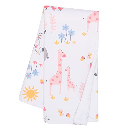 Image of Lambs & Ivy Jazzy Jungle White Fleece Safari Animals Soft Baby Blanket