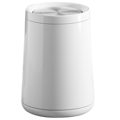 Image of 10 L /2.6Gallen,Swing Lid Trash Can,Metal Garbage Can with Flipping Lid,for Bathroom,Living Room,Bedroom,Hotel,Office, Laundry Room(White)