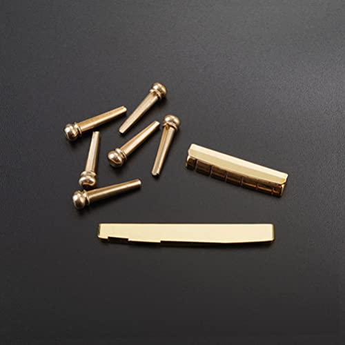 EXCEART 8Pcs Bronze Dourado Ponte Pinos Com Ponte Guitarra Sela Porca para Violão