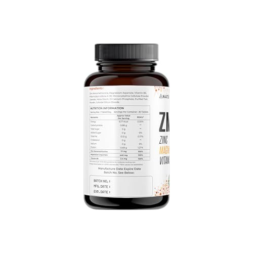 Image of NATURALTEIN ZMA Tablets - Zinc Magnesium Vitamin B6 Supplement | 30 Veg Tablets | Sports Recovery & Daily Performance | Muscle Strength, Better Sleep & Faster Recovery