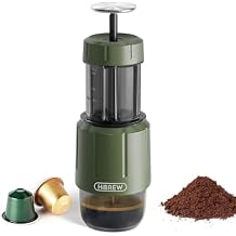 HIBREW H4D Manual Espresso Maker for Camping & Travel - Portable Hand-Pump Coffee Machine Built-in Cup, 2-in-1 Compatible Ground Coffee & Nes Original Pods